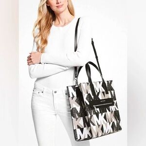 Micheal Kors Kenly Large Logo tote bag - Black/White